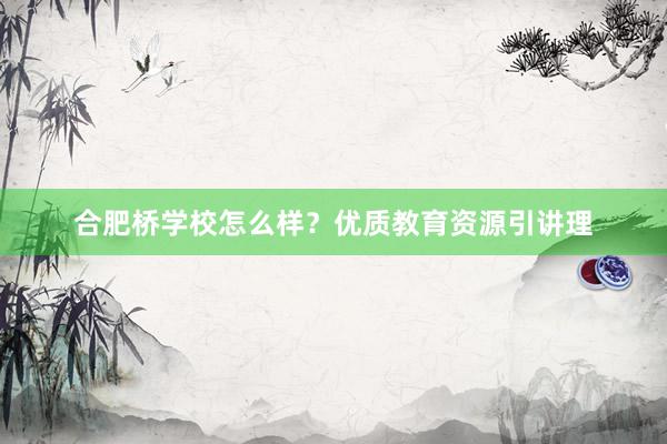 合肥桥学校怎么样？优质教育资源引讲理